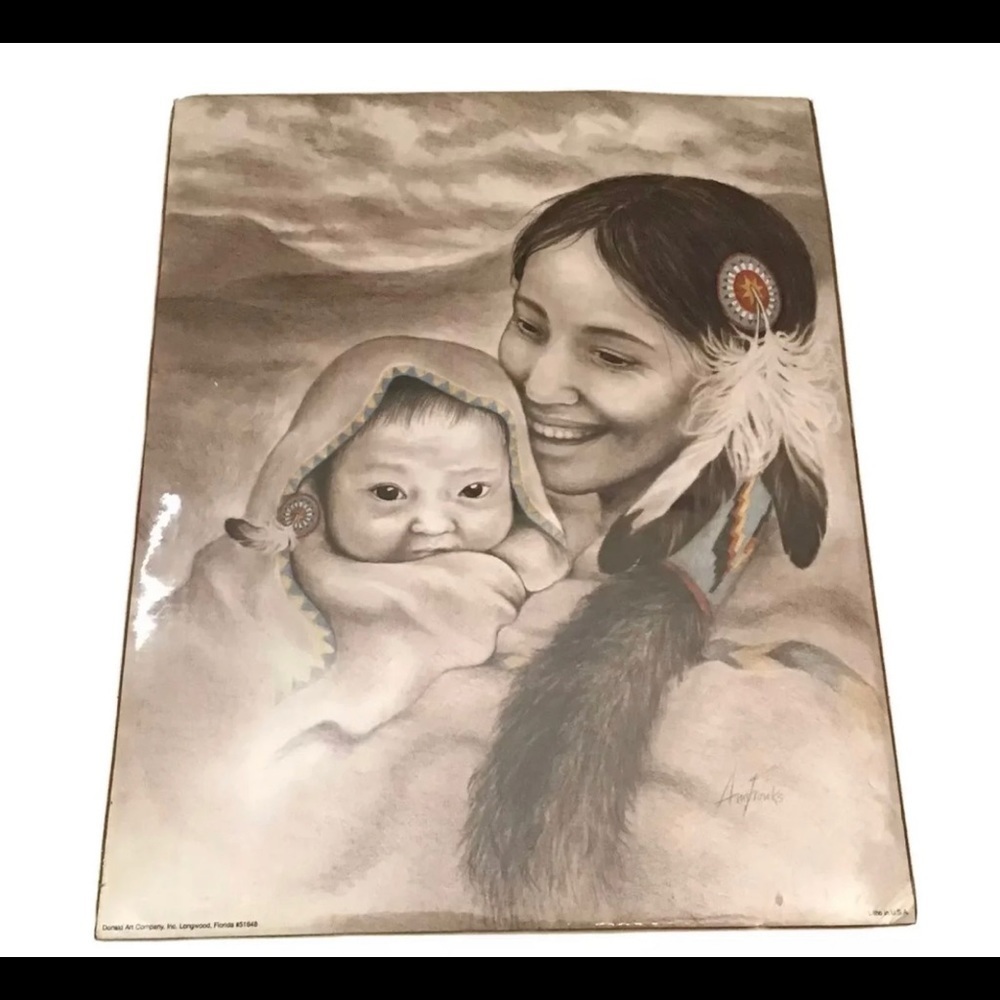 Amy Franks Native American Mother Lithograph 20x16